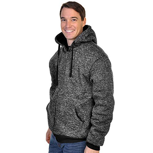 Espada Menswear Full-Zip Sherpa-Lined Hoodie Jacket, ZCH69_BLK_S